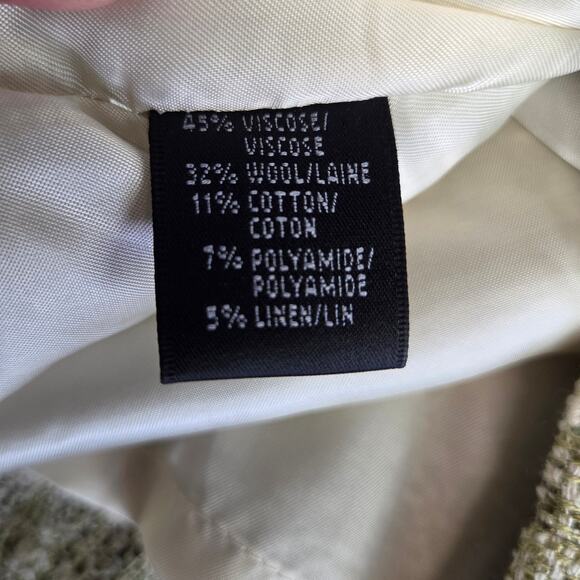 Lafayette 148 Tweed Midi Skirt 10 Cream Light Green Slit Career Quiet Money NWT - Picture 10 of 15